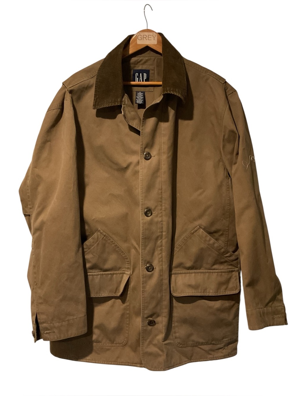 GAP Vintage Men's Khaki Field Jacket Chore Coat Brown Corduroy Collar Y2K sz XL